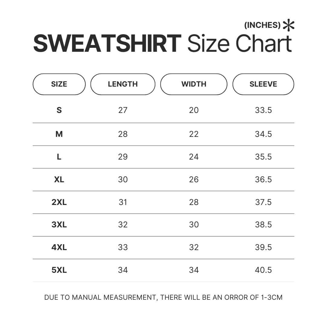 Sweatshirt Size Chart - Ken Carson Merch