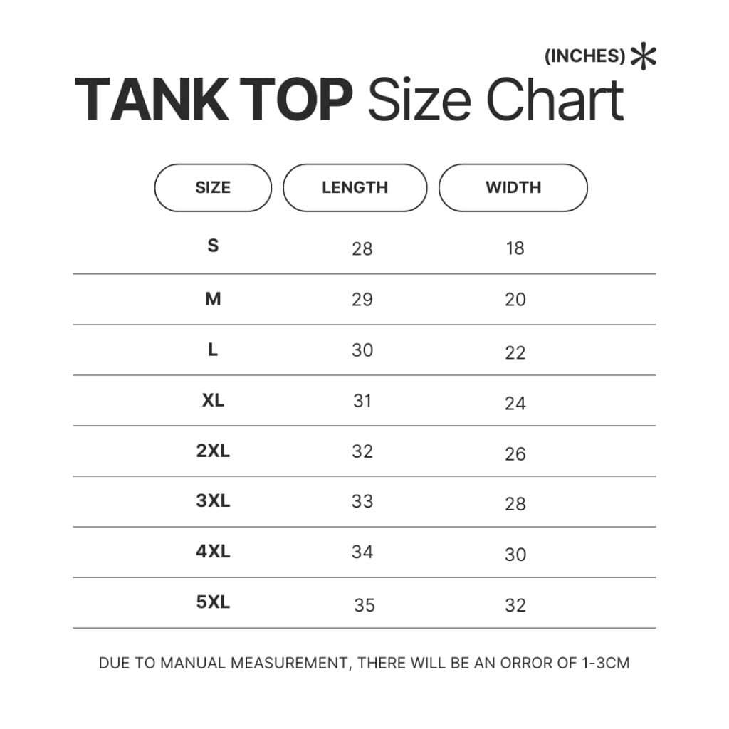 Tank Top Size Chart - Ken Carson Merch