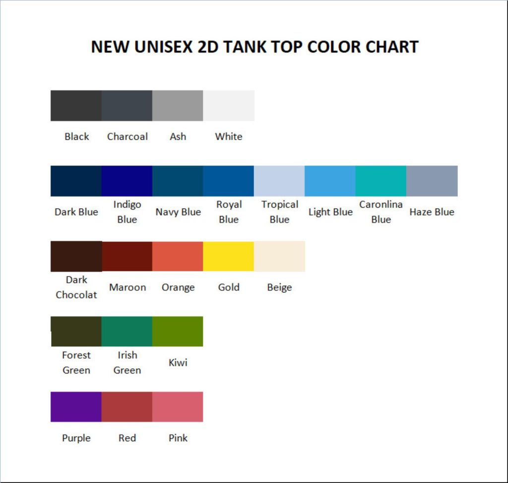 tank top color chart - Ken Carson Merch